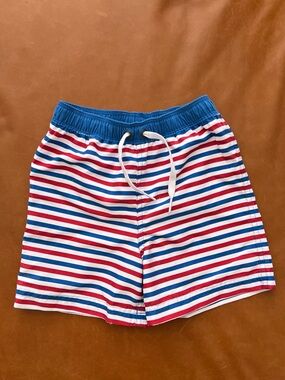 HANNA ANDERSSON Blue & Red Striped Swim Trunks, 3T